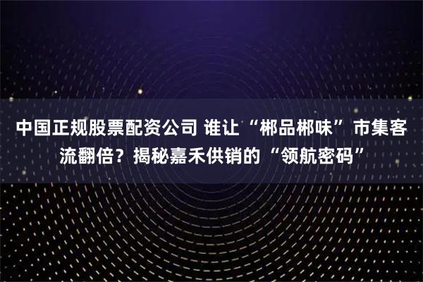中国正规股票配资公司 谁让 “郴品郴味” 市集客流翻倍?揭秘嘉禾供销的 “领航密码”